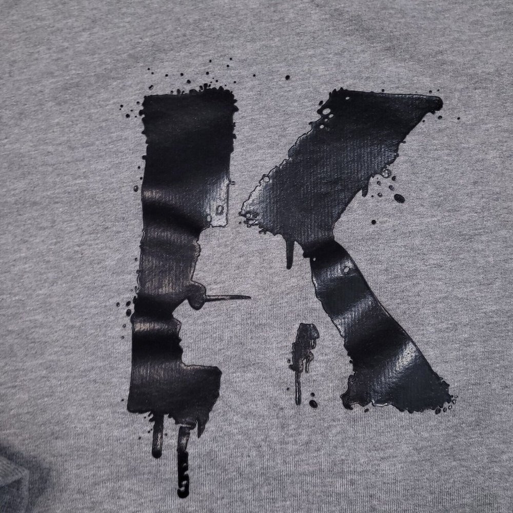 Karl Lagerfeld Big Logo Crew Neck Ribbed Sweatshirt Designer Preppy Large - Picture 3 of 9
